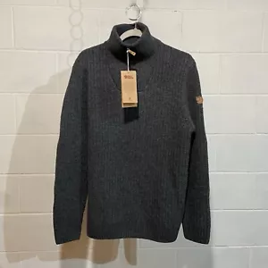 FJALLRAVEN OVIK HALF ZIP KNIT SWEATER MENS DARK GREY HUNTING HIKING OUTDOORS - Picture 1 of 15