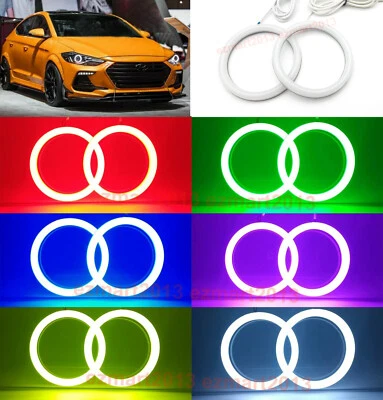 para Hyundai Elantra 2018 Faro Algodón RGB LED Halo Anillo Ojo de Ángel DRL Lámpara Foto 1 de 4