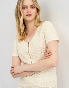 Sézane x La Redoute Short Dress lace Cotton Summer Ecru White Size US14 UK16 - Picture 1 of 12