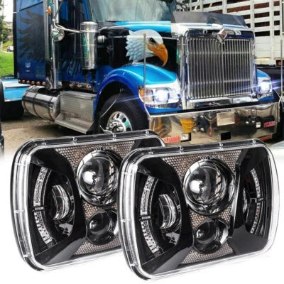 Pair 5x7'' 7x6 LED Headlight DRL For International 9900i SFA 7400 5600i 9200 SBA - Image 1 of 4