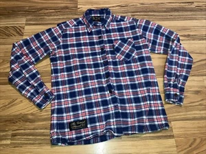 VERMONT FLANNEL CO HENLEY SHIRT YOUTH SMALL BLUE PLAID FLANNEL - Picture 1 of 7