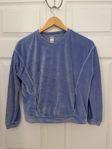 Yogalicious Girls Youth L (12) Blue Luxuriously Soft Sweatshirt Kangaroo Pocket - Picture 1 of 6