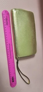 Kate Spade New York Staci Metallic Gold Bifold Leather Wallet Clutch, Used W1 - Picture 1 of 9