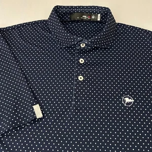RLX Ralph Lauren Men's L Golf Polo Shirt Navy Blue Polka Dot Performance Logo - Picture 1 of 8