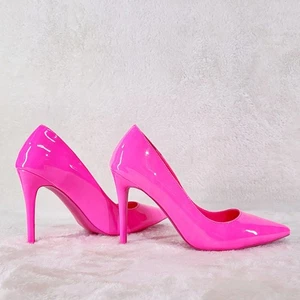 Fabio Neon Pink Patent 4" High Heel Shoes Pointy Toe Pump US Ladies 7-13 - Picture 1 of 8