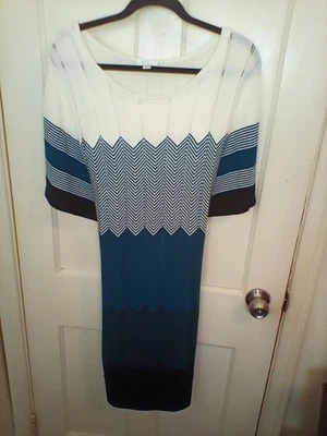 Alyx белый синий длинным рукавом колена свитер платье женщин Sz большой - Изображение 1 из 4