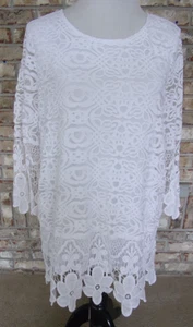 VINTAGE ALFANI SZ L WHITE BEACHY SUMMER/FALL SPECIAL OCCASSION LACY LINED TOP - Picture 1 of 6