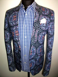 STAINED GLASS CHURCH WINDOWS SUIT JACKET BLAZER 36 DINNER CRUISE Sport COAT ASOS - Picture 1 of 10