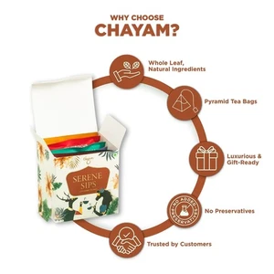 Serene Sips Gift Box | 10 Assorted Pyramid Tea Bags | Gift for Christmas, Diwali - Picture 1 of 7