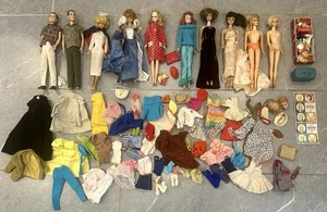 Vintage Barbie Ponytail Lot – 10 Dolls + Large Assortment of Cloths/Extras 1960s - Picture 1 of 21