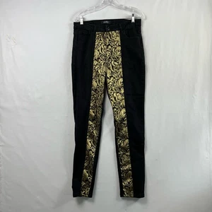 Akira Jeans Damen 15 Schwarz Gold Metallic High Waist Skinny Fit Stretch - Bild 1 von 16