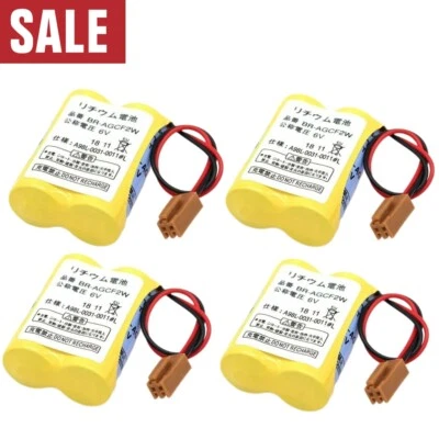 4pcs BR-AGCF2W 6V 2200mAh PLC Fanuc System Battery A98L-0031-0011 w/ Brown Plug - Image 1 of 4