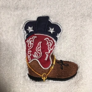 Sonoma Lifestyles Hand Towels Set of 2 Applique Embroidered Cowboy Boot Stars - Picture 1 of 6