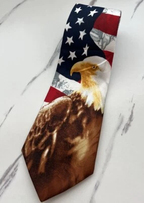 Corbata bandera americana patriótica de Estados Unidos águila calva hecha a mano Foto 1 de 4