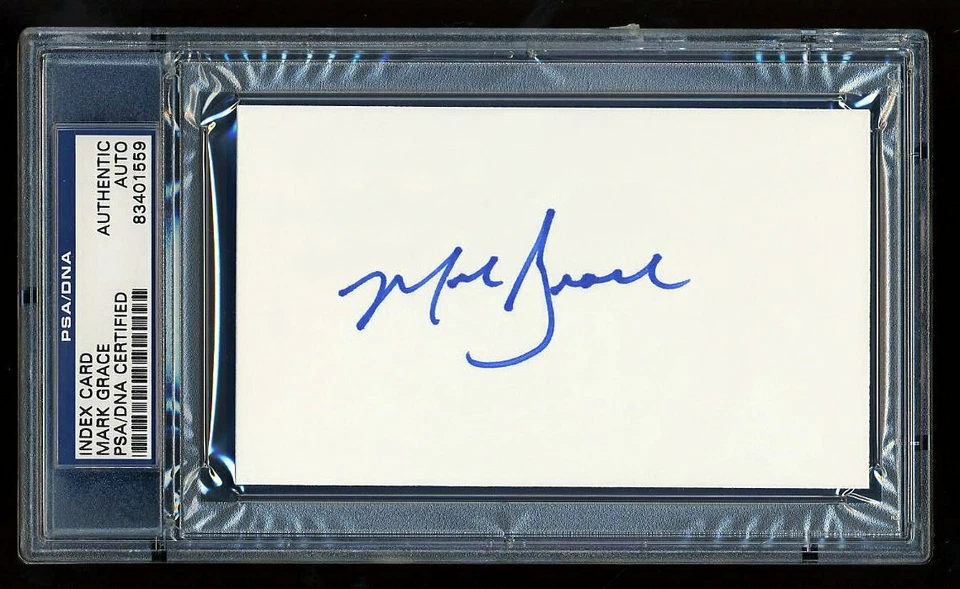 MARK GRACE SIGNED INDEX CARD MINT PSA/DNA SLABBED AUTOGRAPHED CHICAGO CUBS - Image 1 of 1