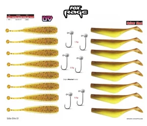 22Teile Fox Rage Quiver Shad Br. Chatr. + Swing Ball Gold Glitter UV + Micro Jig - Bild 1 von 4