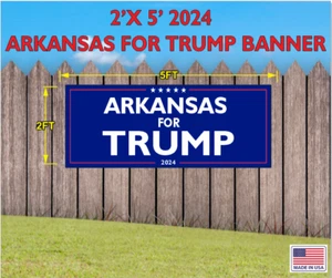 TRUMP MAGA 2024 BANNER ARKANSAS FOR TRUMP 2FT X 5FT - Picture 1 of 1