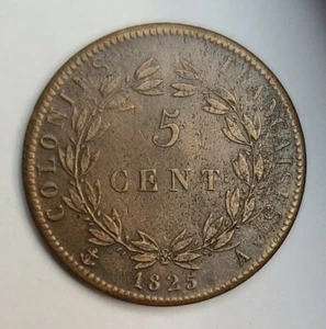 French Colonies 1825 A Bronze 5 Centimes KM10.1 Porous Cast? Corrosion? Invt422 - Picture 1 of 6