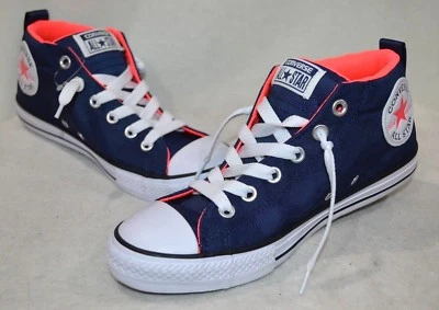 Converse CTAS Street Mid Top M-Navy/Hot Punch/White Girl's Sneakers-Size 5 NWOB - Image 1 of 4