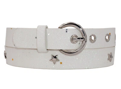 Weißer Glitzer-Kindergürtel "SUPERSTAR" für Mädchen zwischen 6 und 15 Jahren - Bild 1 von 4