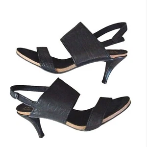 Pedro Garcia Black Heeled Sandals Slingback Strappy Heels Size 9.5 - Picture 1 of 11