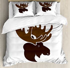 Animal Duvet Cover Set with Pillow Shams Canadian Deer Head Print