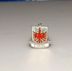 Vintage TIROL Coat of Arms enamel Small Deco German 800 Silver Early Charm #21M - Picture 1 of 4