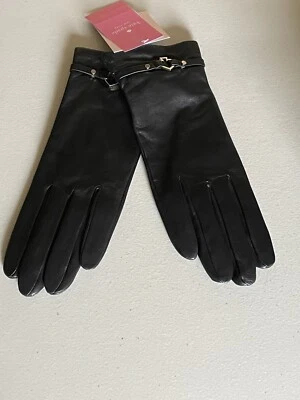 GUANTES DE CUERO KATE SPADE NEW YORK RECORTADOS PALA EN NEGRO TALLA M Foto 1 de 4