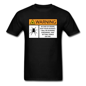 Camiseta Clásica Unisex Spider Warning Aracnophobia Miedo a las Arañas Broma - Imagen 1 de 12