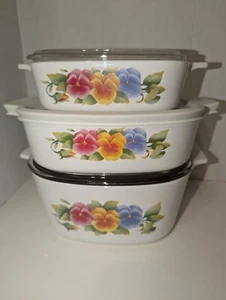 Summer Blush CorningWare Casserole Dish Set PYREX Lids Floral Design 6 Pieces - Picture 1 of 12
