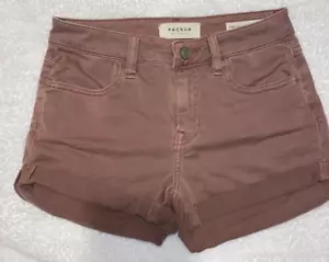 PACSUN High Rise Super Stretch Shortie Blue Shorts Cuffed Size 25 x 2 - Picture 1 of 5