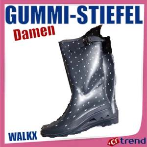 WALKX Damen Gummistiefel gefüttert Dunkelblau mit Tropfenmuster Warmfutter Gr 40 - Bild 1 von 1