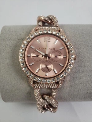 NOVO Relógio Michael Kors Layton Extreme Glitz Corrente de Cristal Ouro Rosa MK4654 NOVO NA CAIXA - Imagem 1 de 4