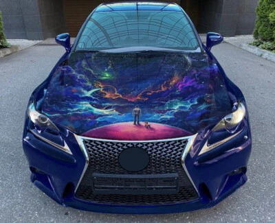 Calcomanía de vinilo envolvente para capó de automóvil paisaje espacial pegatina gráfica a todo color arte cósmico Foto 1 de 4