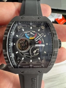 EXPEDITION CARBON TITANIUM Automatic Watch Skeleton Style Black - Picture 1 of 5