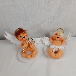 Anna Lee Christmas Angels Set of 2 Heavenly Dolls with Harp and Halo 2007 LOT - Picture 1 of 17