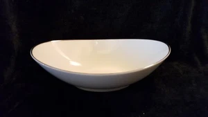 Noritake Nippon Toki Kaisha Oval Serving Bowl Porcelain Platinum Rim 10 1/8" - Picture 1 of 10
