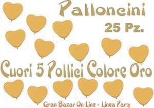 25 PALLONCINI A FORMA DI CUORE ORO 6" Party Festa Sposi Nozze Matrimonio - Foto 1 di 1