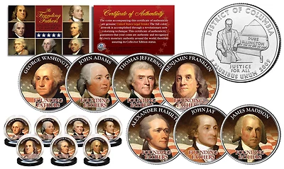 THE FOUNDING FATHERS of United States WASHINGTON DC State US Quarters 7-Coin Set - Image 1 of 3