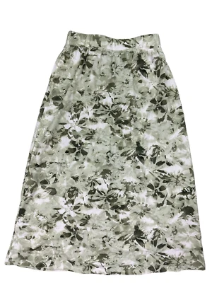 Denim & Co. Petite Mujer Verde Floral Estampado Jersey Línea A Falda Midi Talla XXSP Foto 1 de 4