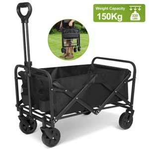 Collapsible Heavy Duty Wagon Cart Outdoor Camping Garden Beach Cart Big wheels - Picture 1 of 15