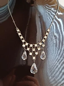 Collana a goccia elegante firmata Cecoslovacchia art deco cristallo e pasta - Foto 1 di 22