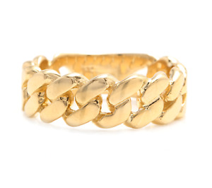 14K Solid Yellow Gold Unisex Cuban Link Ring
