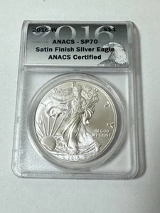 2016 W SILVER EAGLE DOLLAR ANACS SP70 SATIN FINISH - Picture 1 of 2