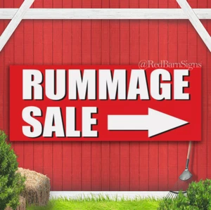 RUMMAGE SALE Advertising Yard Sign Antiques Garage Sale Yard Estate - Picture 1 of 1