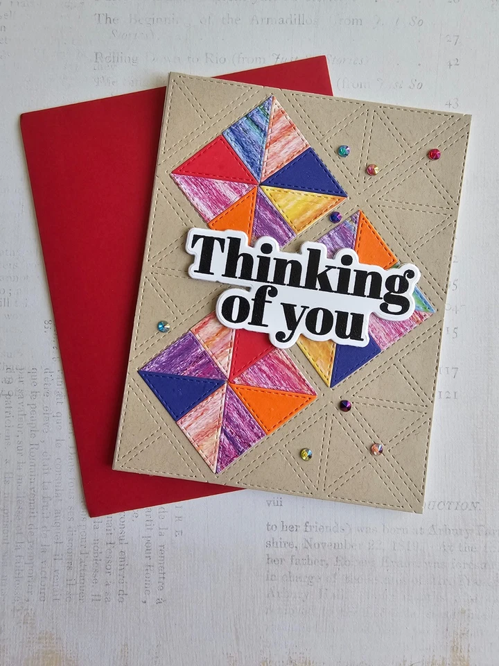 Thinking of You - Handmade Colorful Triangles design, by BPW - Image 1 of 1