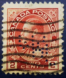 CANADA PERFINS MYSTERY PERFIN (JMJ??) CAN.SHIP$1.99 COMBINED SHIPPING - Imagen 1 de 2