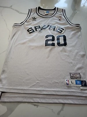Camiseta Adidas San Antonio Spurs Auténtica Manu Ginóbili Gris Cosida Talla Grande  Foto 1 de 4