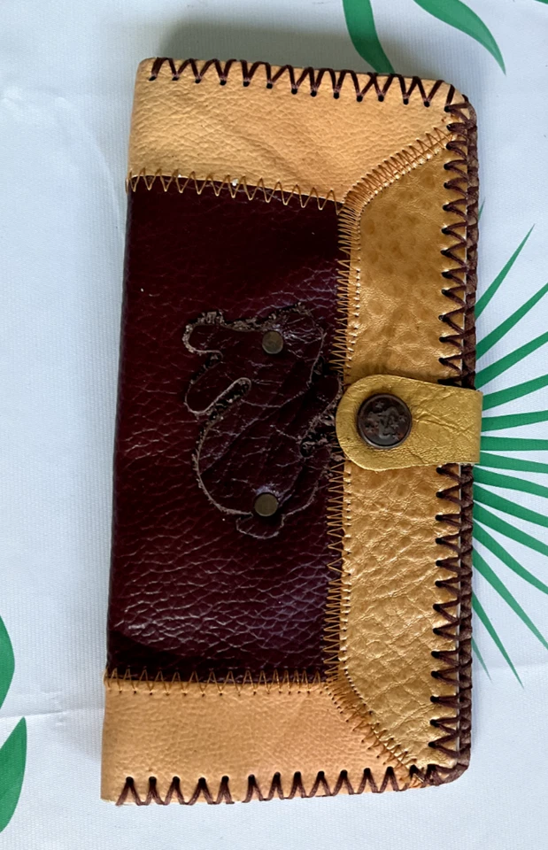 Женский кожаный тонкий складной бумажник ручной работы - Изображение 1 из 3