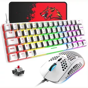T60 3IN1 Wired Mechanical Gaming Keyboard 60 Percent 62 RGB Rainbow LED Backlit - Picture 1 of 16